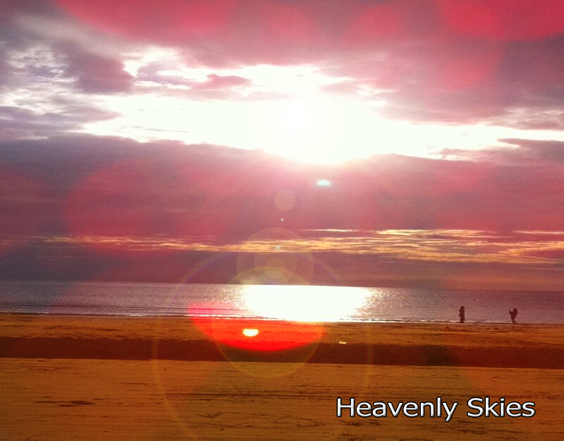 Silhouetted People on Beach — Red