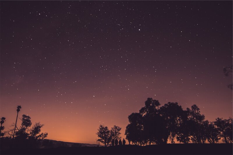Silhouetted People under Stars — Purple