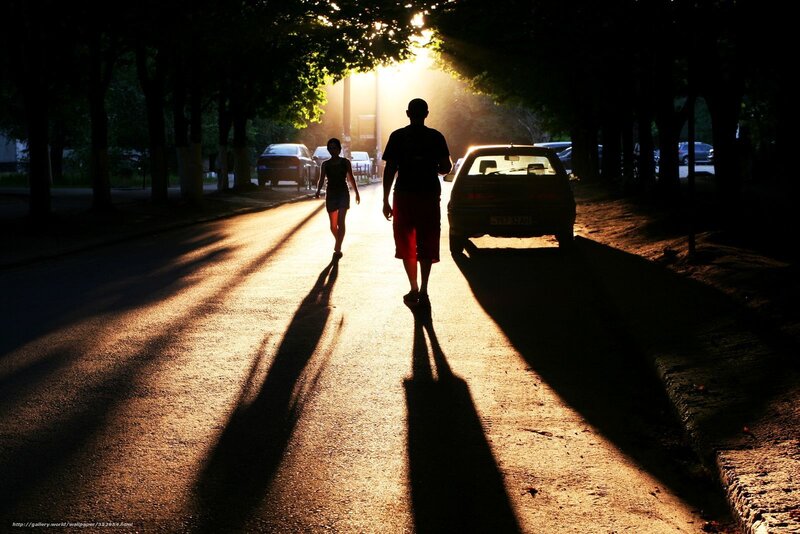 Silhouetted People Walking — Black, Dramatic