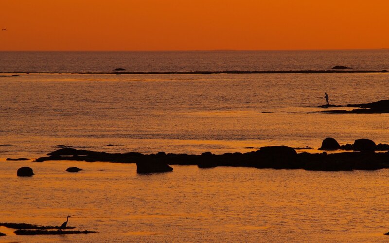 Silhouetted Person Fishing