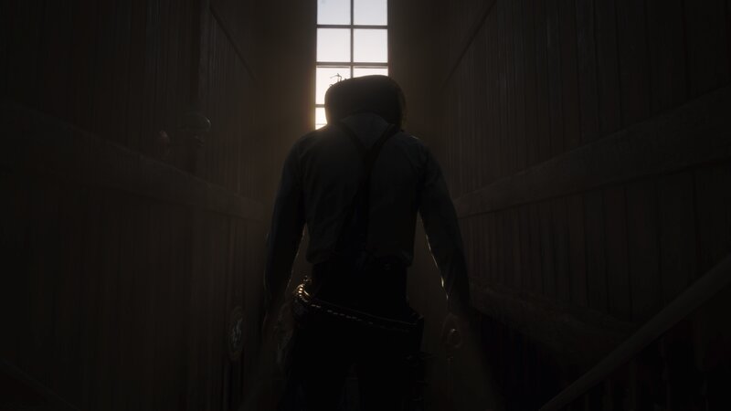 Silhouetted Person in Hallway