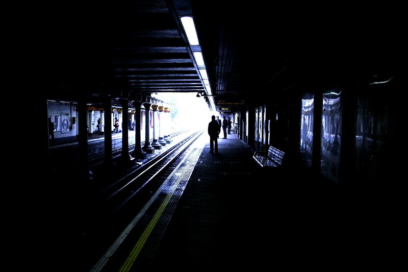 Silhouetted Person on Platform