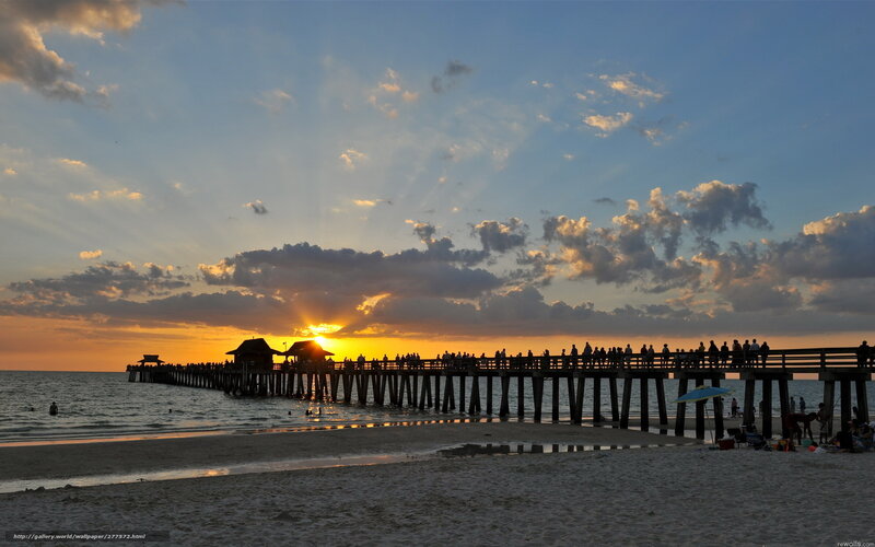 Silhouetted Pier at Sunset — Blue, Serene, Photograph, Beach