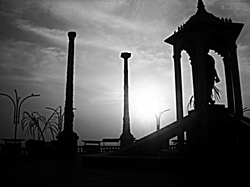 Silhouetted Pillars and Pavilion