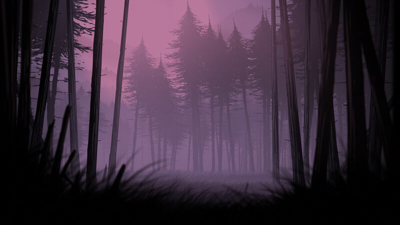 Silhouetted Pine Forest — Purple