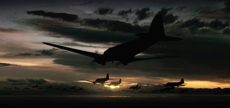 Silhouetted Planes in Sky — Black