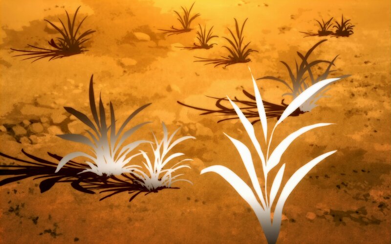 Silhouetted Plants in Sand