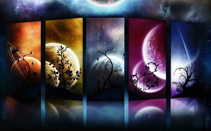 Silhouetted Plants on Planets — Purple, Cosmic