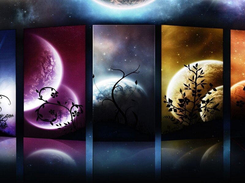 Silhouetted Plants on Planets — Purple