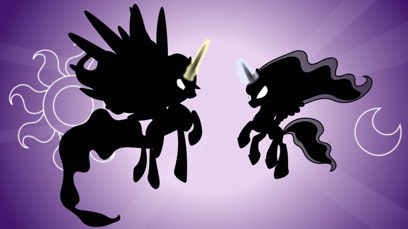Silhouetted Ponies Facing