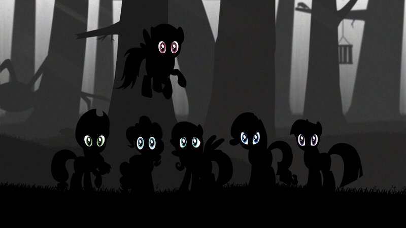 Silhouetted Ponies in Forest
