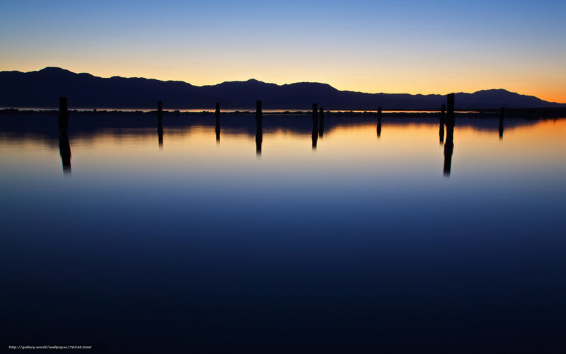 Silhouetted Posts in Water — Blue, Serene