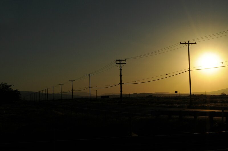 Silhouetted Power Lines — Black, Dramatic, Sunset