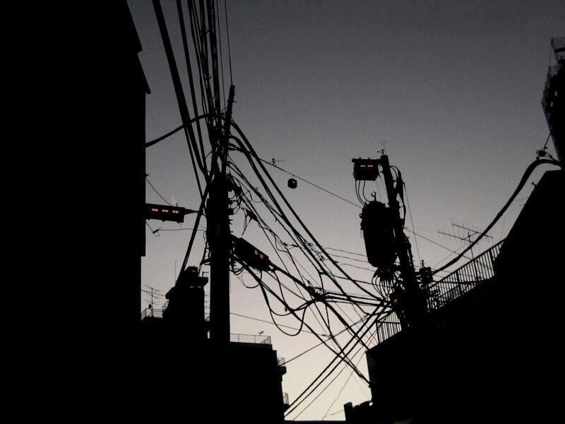 Silhouetted Power Lines — Black
