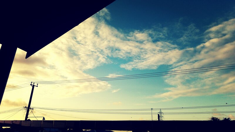 Silhouetted Power Lines — Blue, Serene, Sunset, Photograph