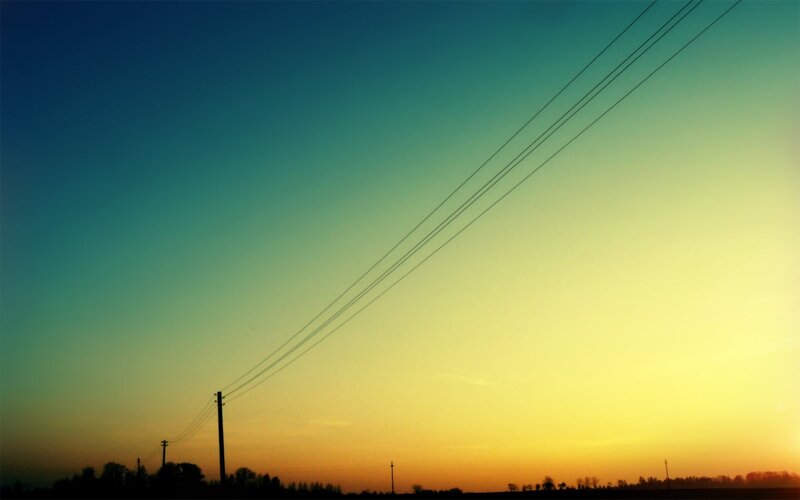 Silhouetted Power Lines — Blue, Serene, Sunset