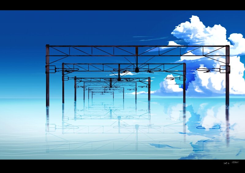 Silhouetted Power Lines — Blue, Serene