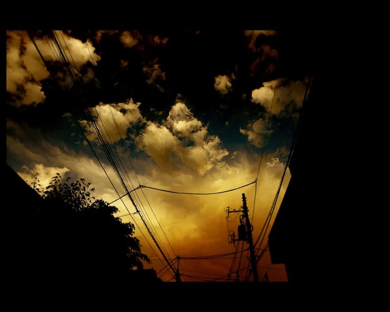 Silhouetted Power Lines — Orange, Dramatic, Sunset
