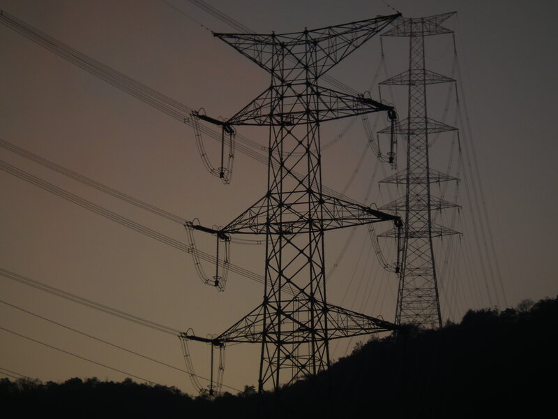 Silhouetted Power Towers — Black, Dramatic