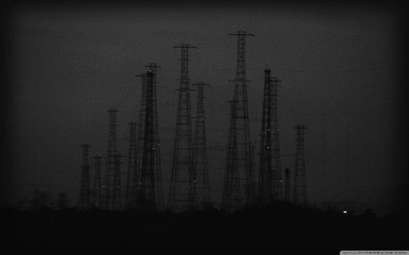 Silhouetted Power Towers — Black