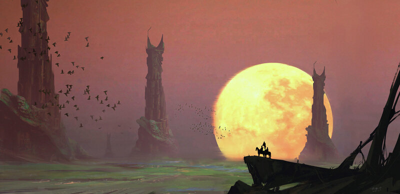 Silhouetted Riders on a Ship