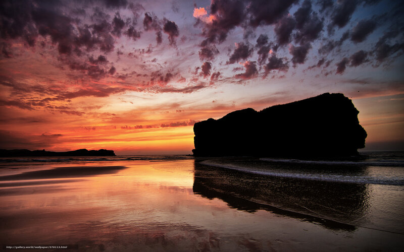 Silhouetted Rock at Sunset — Orange