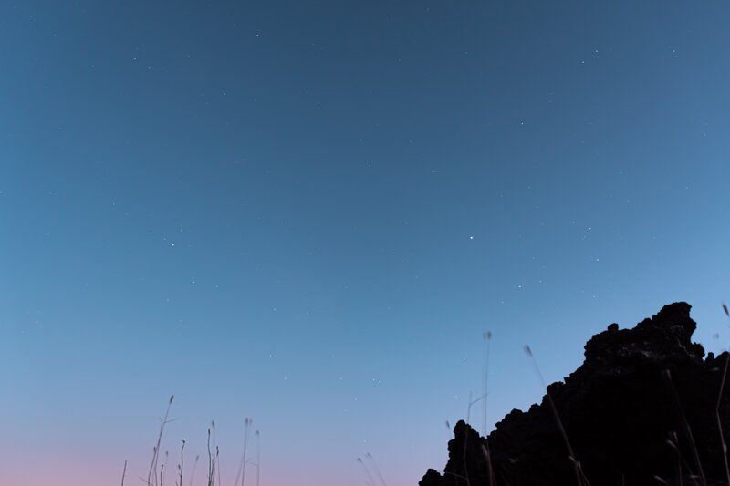 Silhouetted Rocks and Grass