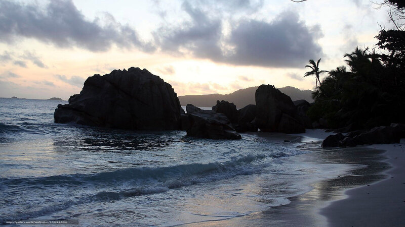 Silhouetted Rocks at Beach — Blue