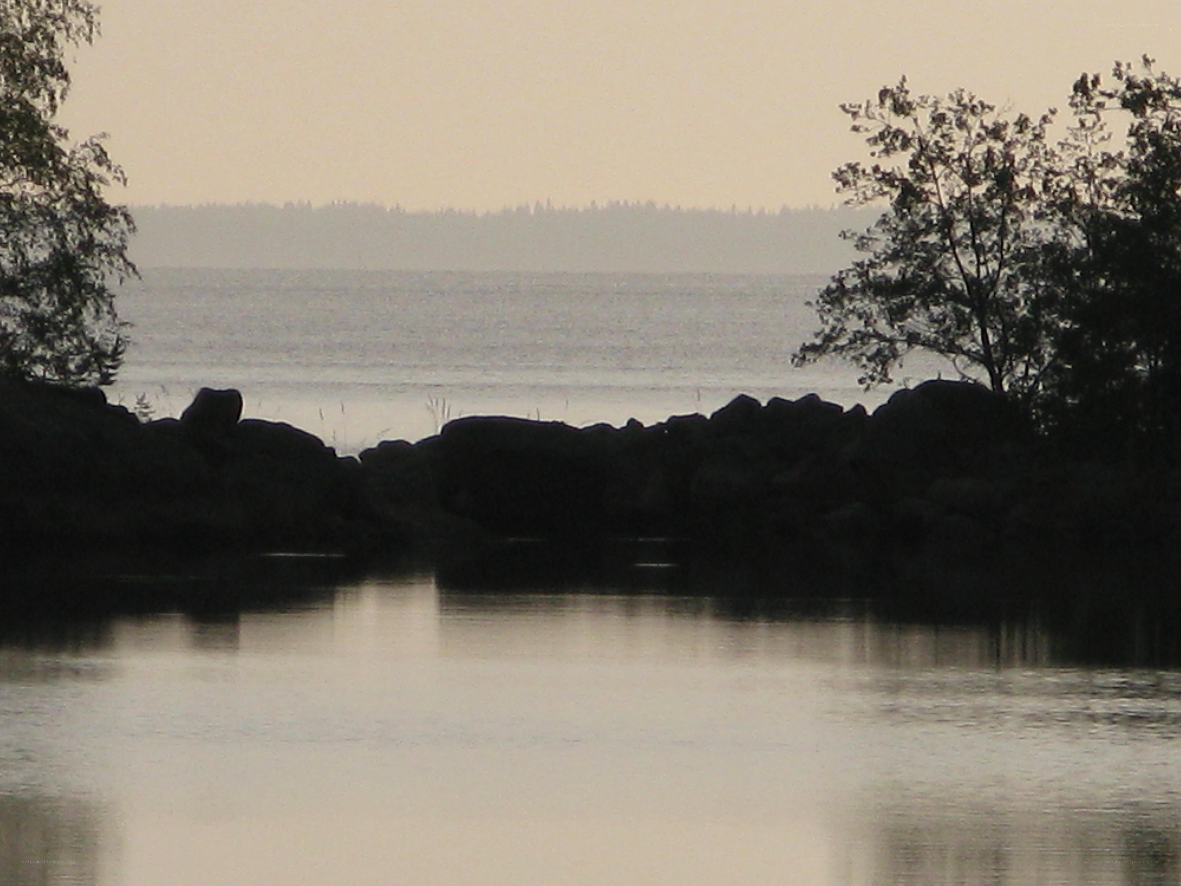 Silhouetted rocks at dusk