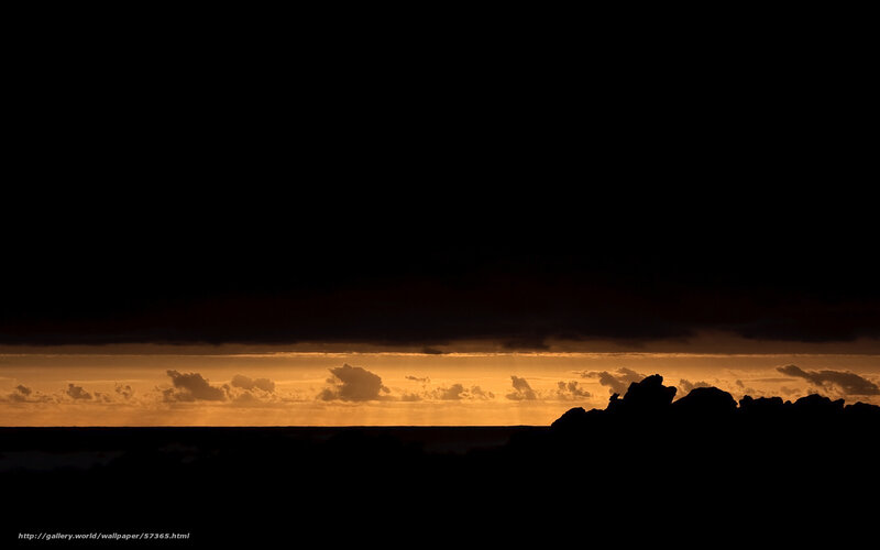 Silhouetted Rocks at Sunset — Black