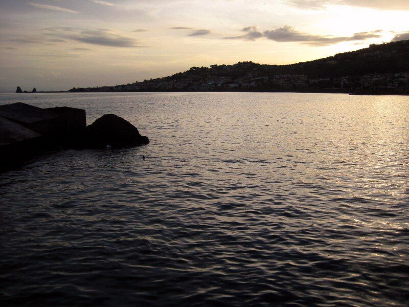 Silhouetted Rocks at Sunset — Gray