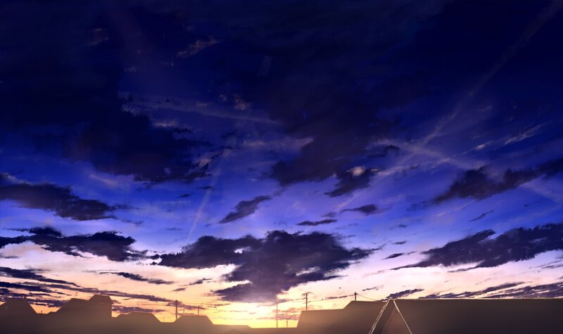 Silhouetted Rooftops — Blue, Dramatic
