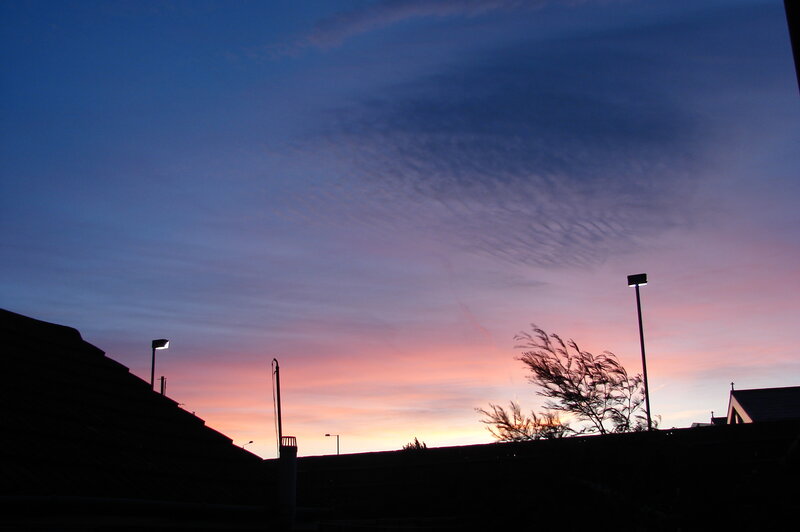 Silhouetted Rooftops — Blue, Serene, Sunset