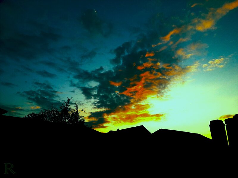 Silhouetted Rooftops — Blue