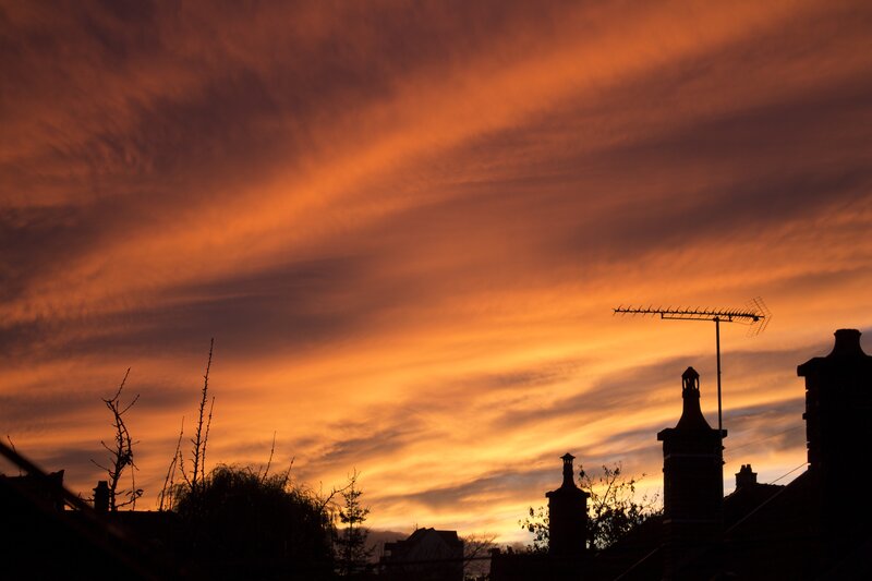 Silhouetted Rooftops — Orange, Dramatic, Sunset, Photograph