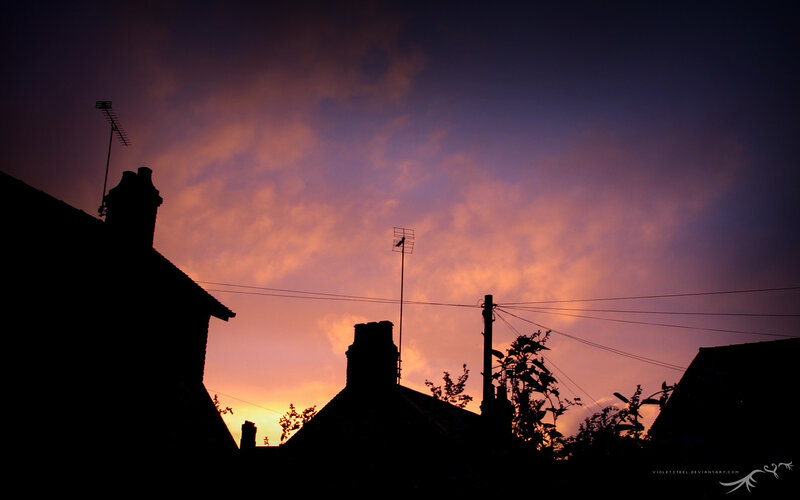 Silhouetted Rooftops — Purple