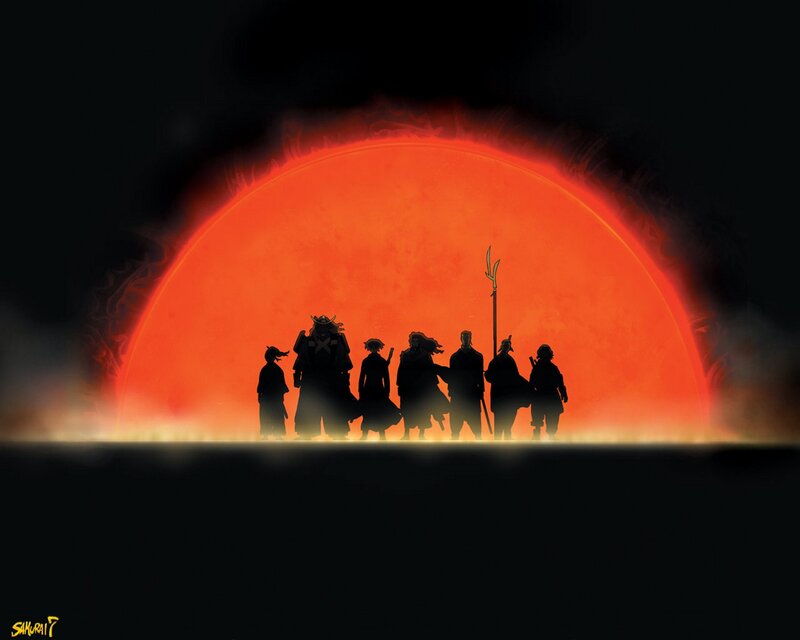Silhouetted Samurai Group