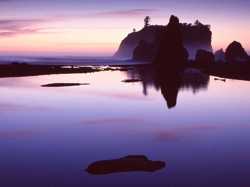 Silhouetted Sea Stacks — Purple