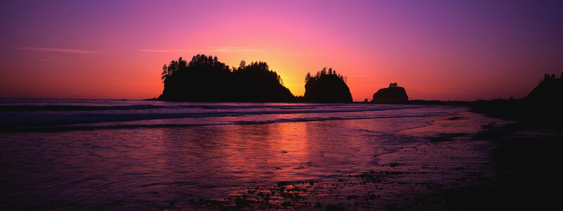 Silhouetted Sea Stacks