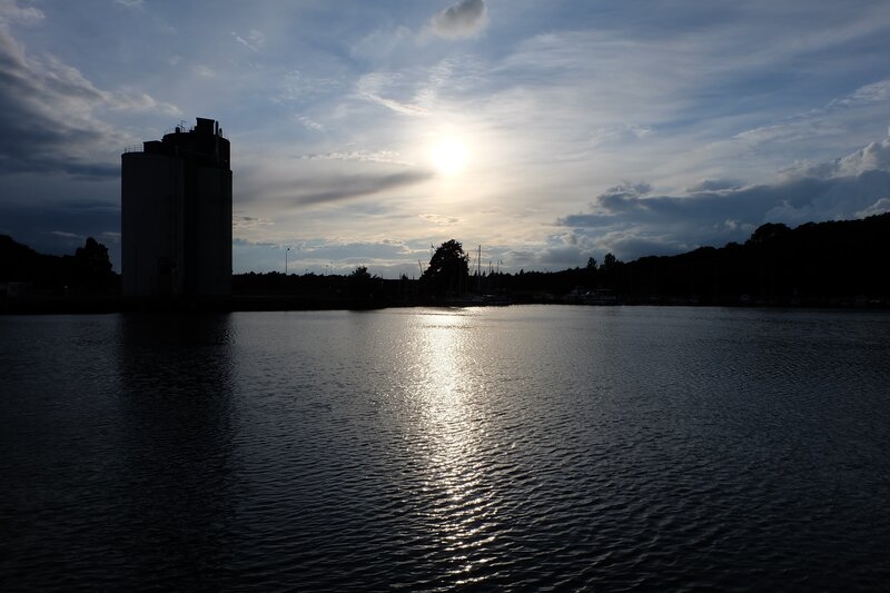 Silhouetted Silo at Sunset