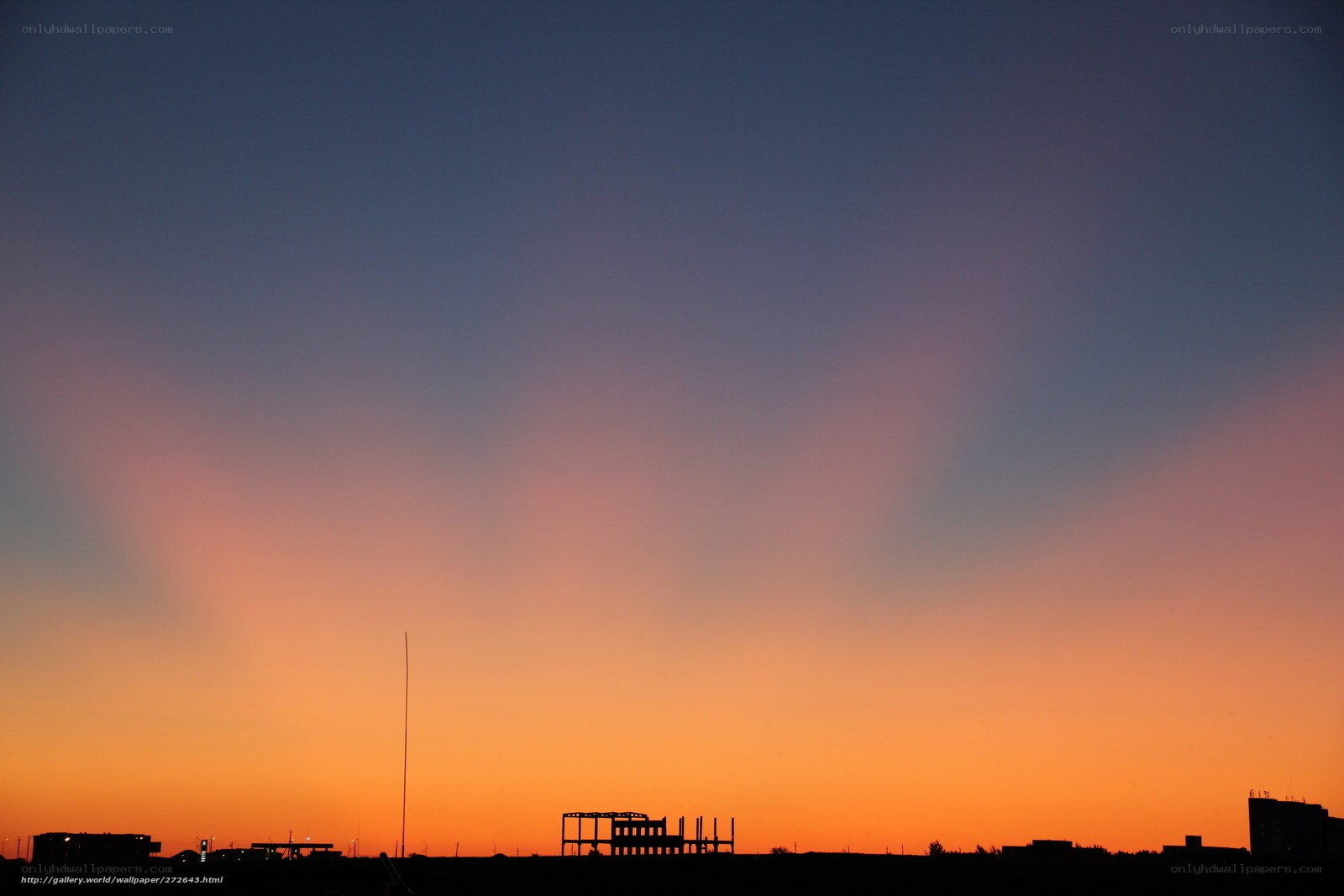 Silhouetted skyline at sunset