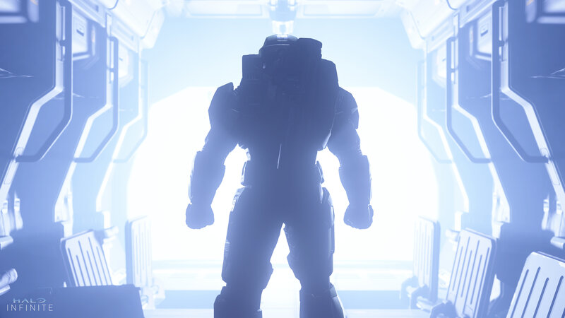 Silhouetted Soldier in Armor — Blue