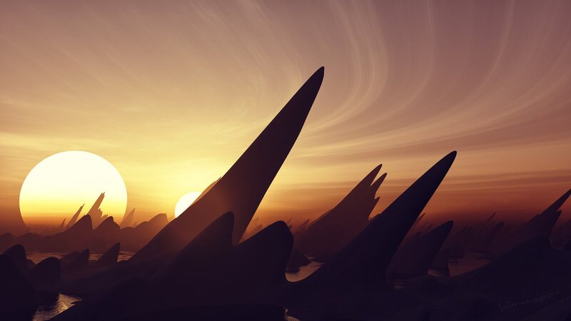 Silhouetted Spires at Sunset