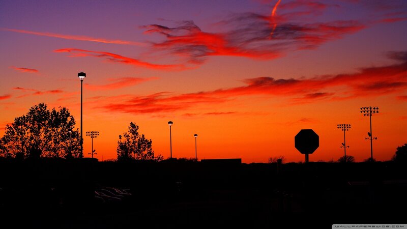 Silhouetted Streetlights — Orange