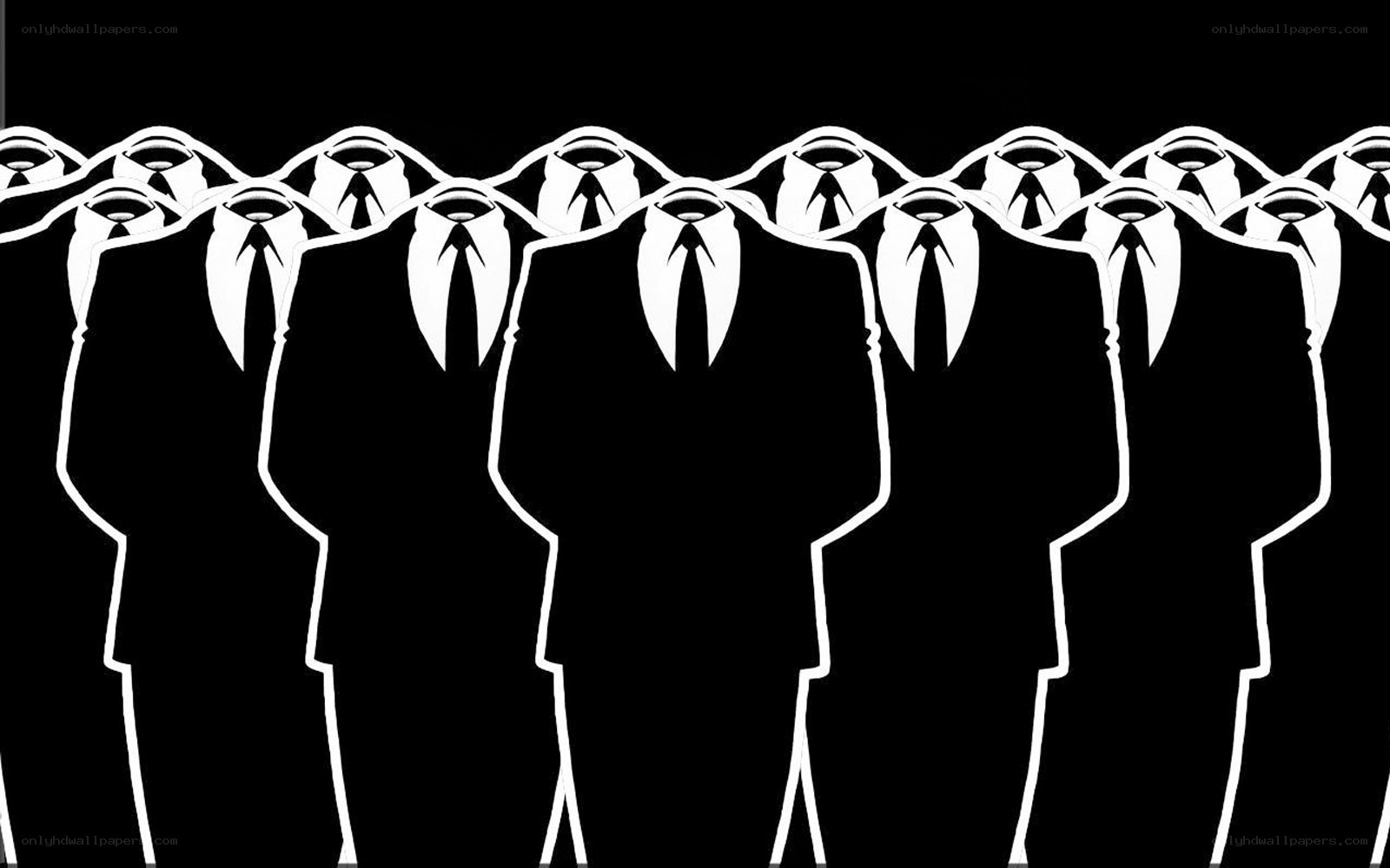 silhouetted suits in a row