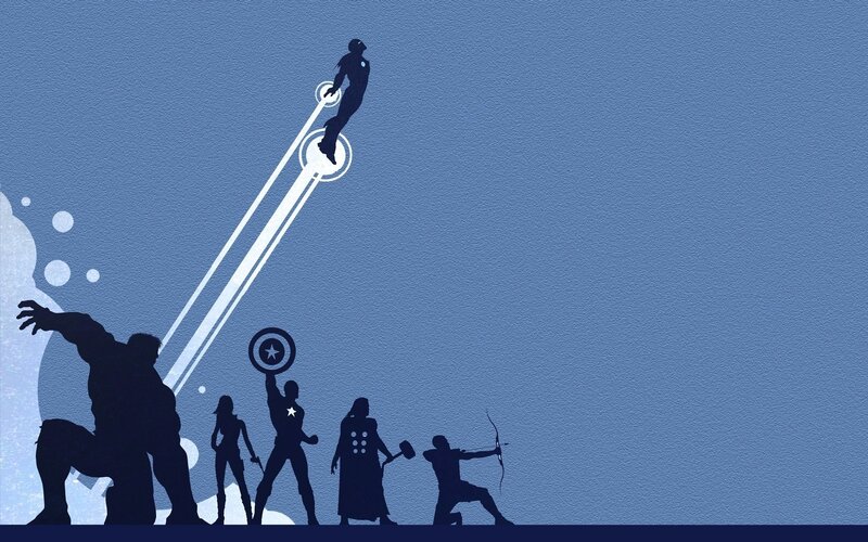 Silhouetted Superheroes — Blue, Dramatic