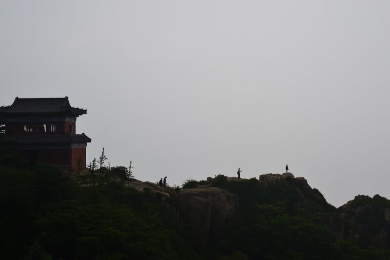 Silhouetted Temple on Mountain