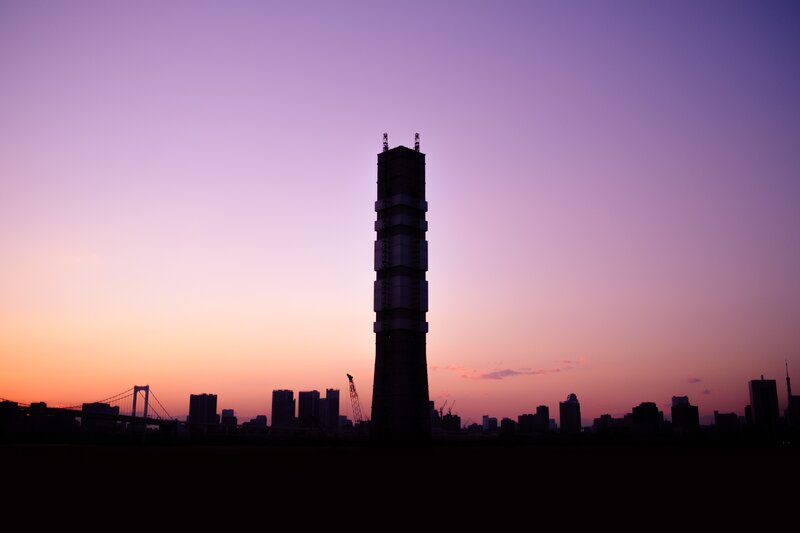 Silhouetted Tower at Dusk