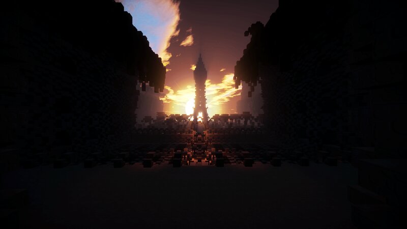 Silhouetted Tower at Sunset