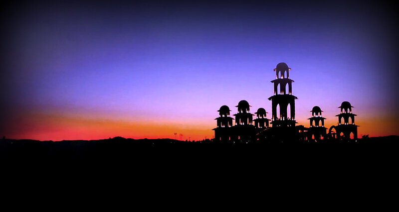 Silhouetted Towers at Dusk
